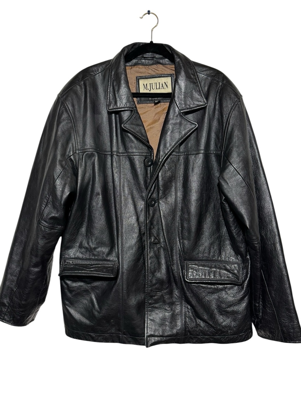 Wilson’s Black Leather Jacket Coat Men Size Large Classic Fall Winter Western